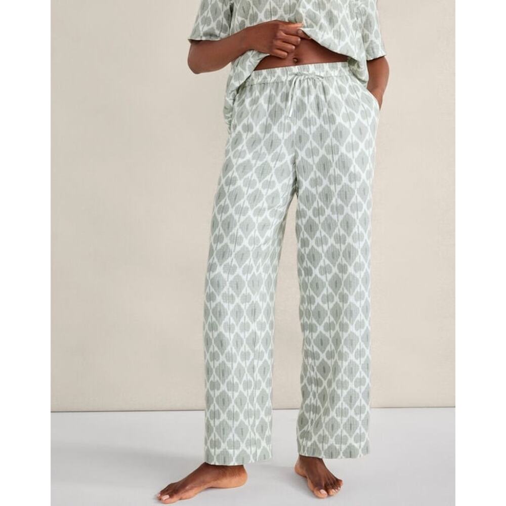 Haven Well Within Organic Cotton Gauze Ikat Print Sleep Pants Size L Wide Leg‎
